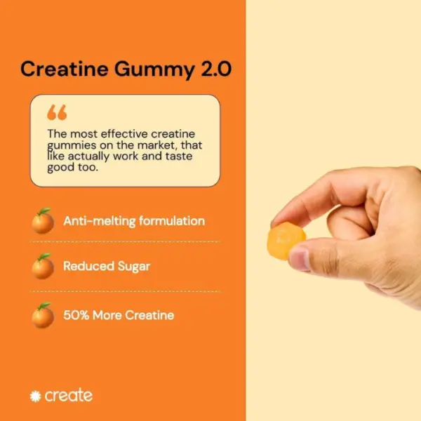 Create Creatine Monohydrate Gummies for Men & Women, Boost Focus, Strength, and Endurance, Anti-Melting Formula, Vegan, Gluten-Free, Non-GMO, 1.5g of Creatine per Gummy (Orange, 90 ct) - Image 6