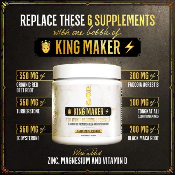 Top Shelf Grind King Maker, 13-in-1 Anabolic Supplement for Men to Increase Stamina, Lean Muscle Growth & Recovery, N.O. Booster with Tongkat Ali (LJ100), 120 Capsules - Image 5