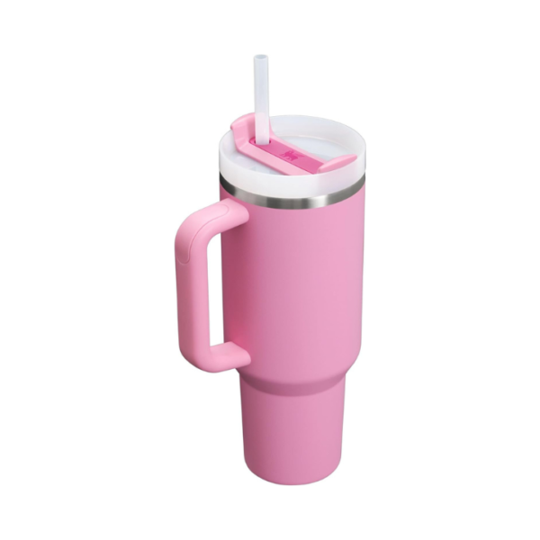 Product Description This Stanley Quencher H2.0 is generously sized (but not oversized) with an easy-carry, comfort-grip handle and a narrow base that will fit most cup holders. Long day of meetings? Rowing class? Trip out of town? Stanley's durable 30 oz. tumbler, made with recycled stainless steel, is up to the hydration challenge. The double-wall vacuum insulation will keep your water cold for 9 hours and iced for 40 hours. And to cap things off, there’s an advanced FlowState lid that features a rotating cover with three positions: a straw opening designed to resist splashes with a seal that holds the reusable straw in place, a drink opening, and a full-cover top.