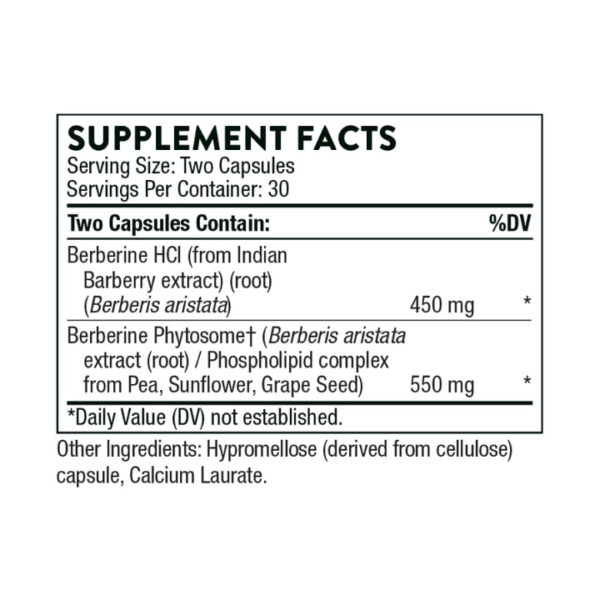 THORNE Berberine 1000 mg per Serving - Botanical Supplement - Support Heart Health, Immune System, Healthy GI, Cholesterol - Gluten-Free, Dairy-Free - 60 Capsules - 30 Servings - Image 5