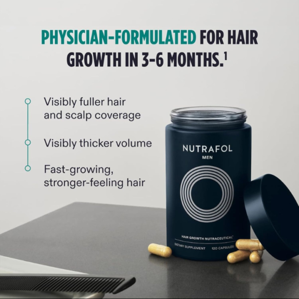 Nutrafol Men's Hair Growth Supplements, Clinically Tested for Visibly Thicker Hair and Scalp Coverage, Dermatologist Recommended - 1 Month Supply - Image 2