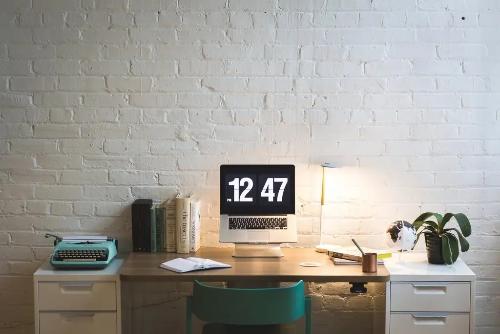Organized office desk setup