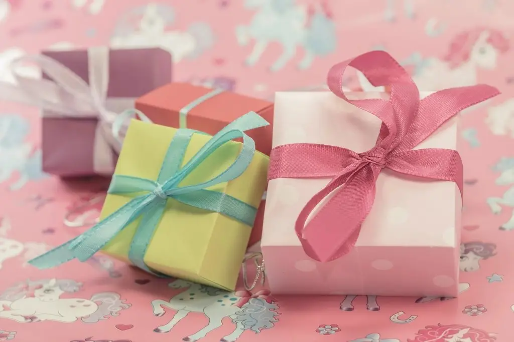 Stack of wrapped gift boxes