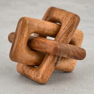 Brown wooden chain link decor statue for rustic coffee table styling
