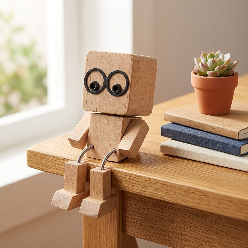 haking wooden man figurine with swinging feet and magnetic expression faces