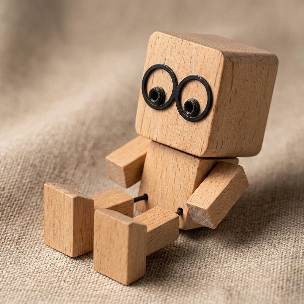 haking wooden man figurine with swinging feet and magnetic expression faces