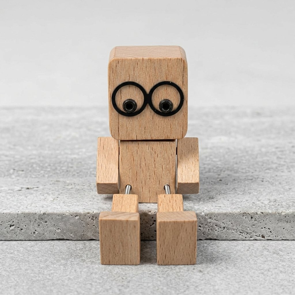 haking wooden man figurine with swinging feet and magnetic expression faces