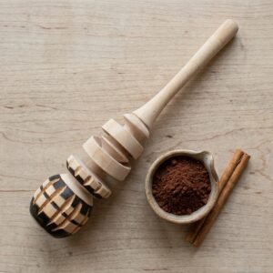 Handcrafted wooden molinillo frother for traditional Mexican hot chocolate