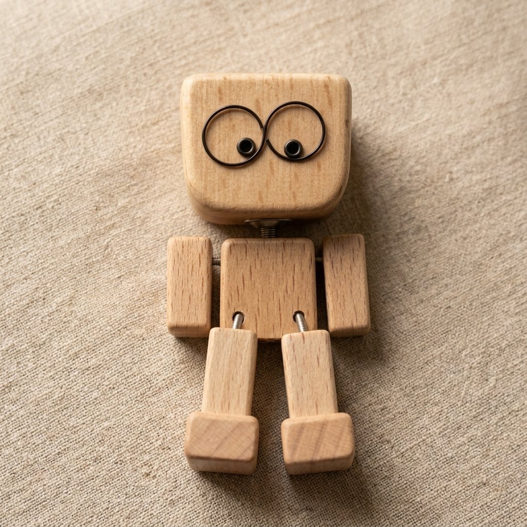 Shaking wooden man figurine with kinetic feet for car dashboard decor