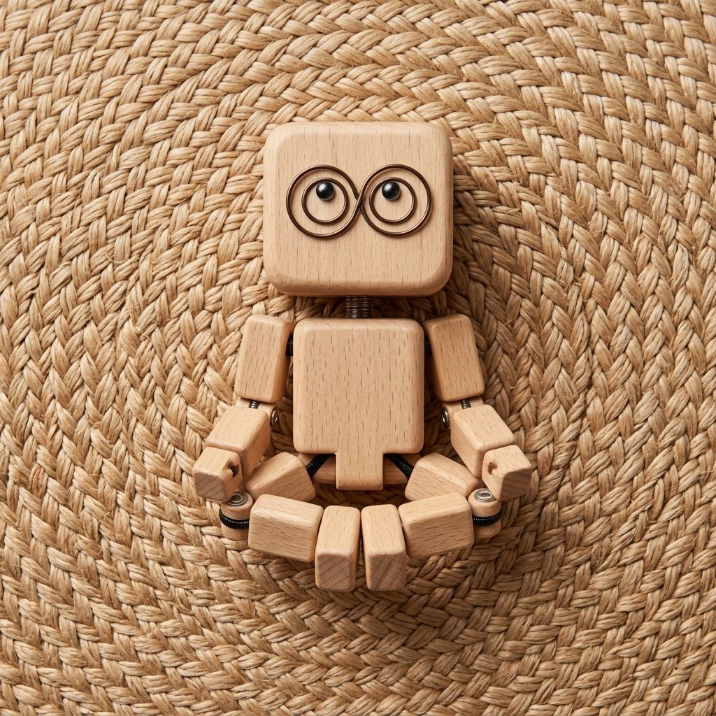 Shaking wooden man figurine with kinetic feet for car dashboard decor